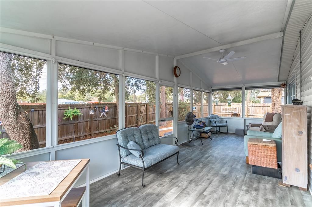 rear patio with electric shades