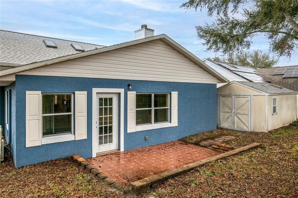 Back Paver Patio and Storage Building