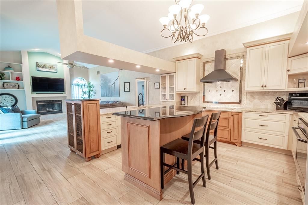 The kitchen is open to the family room, ideal for entertaining.