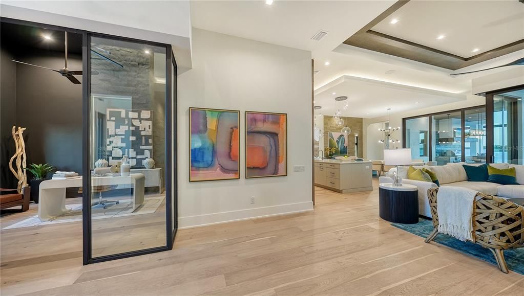 Foyer, entry way to office  (left) and entry into great room (right)