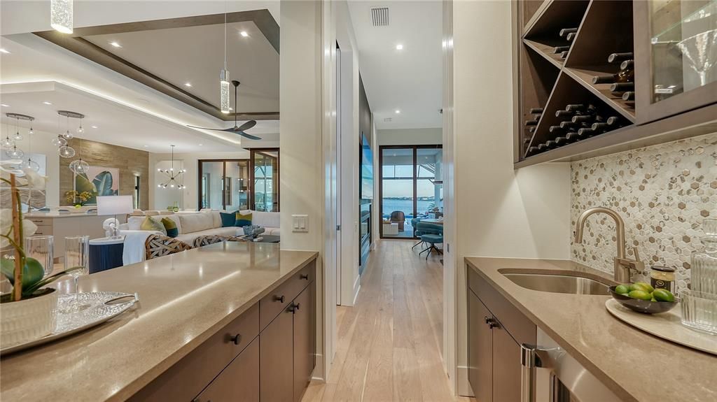 Wine bar with sink and fridge