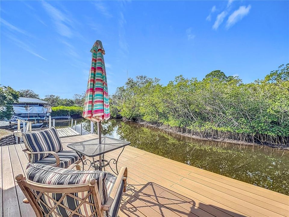 Look at this view and boatable water!!  Trex flooring for the brand new deck.