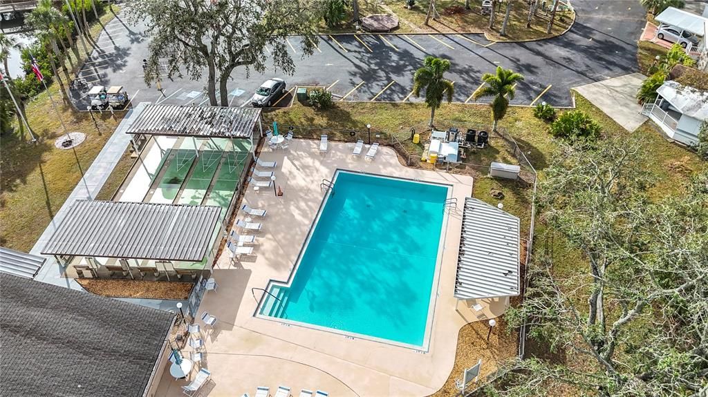 Another view of the pool and shuffleboard courts.