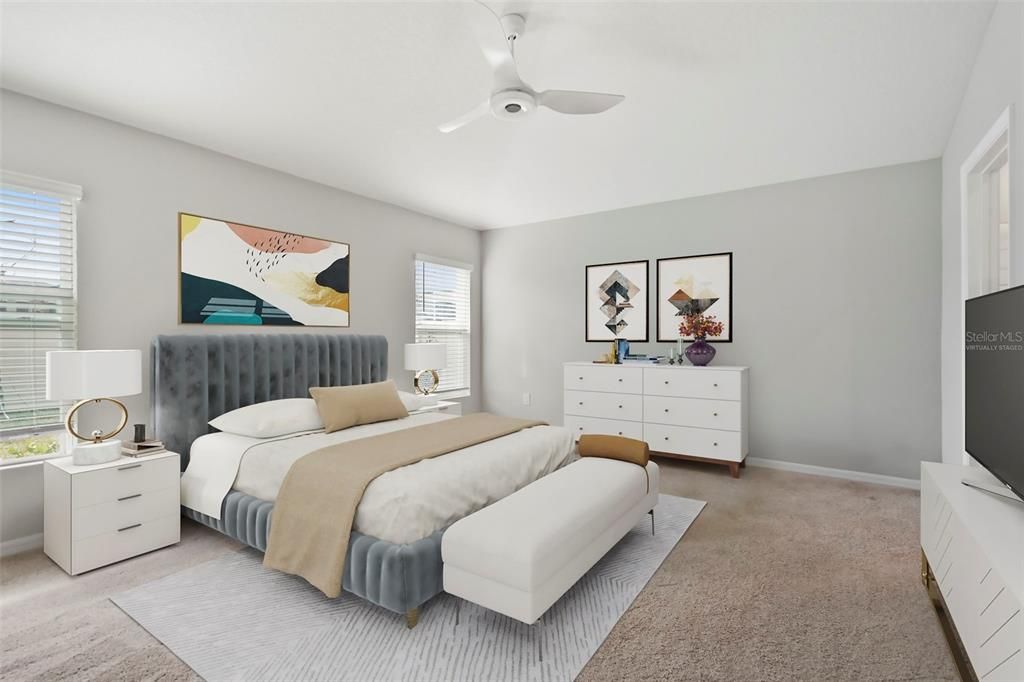 Virtually Staged Master Bedroom