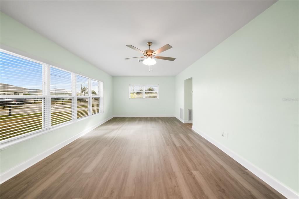 Dining/Living Room, New Lighting, Ceiling Fans, New Windowsills