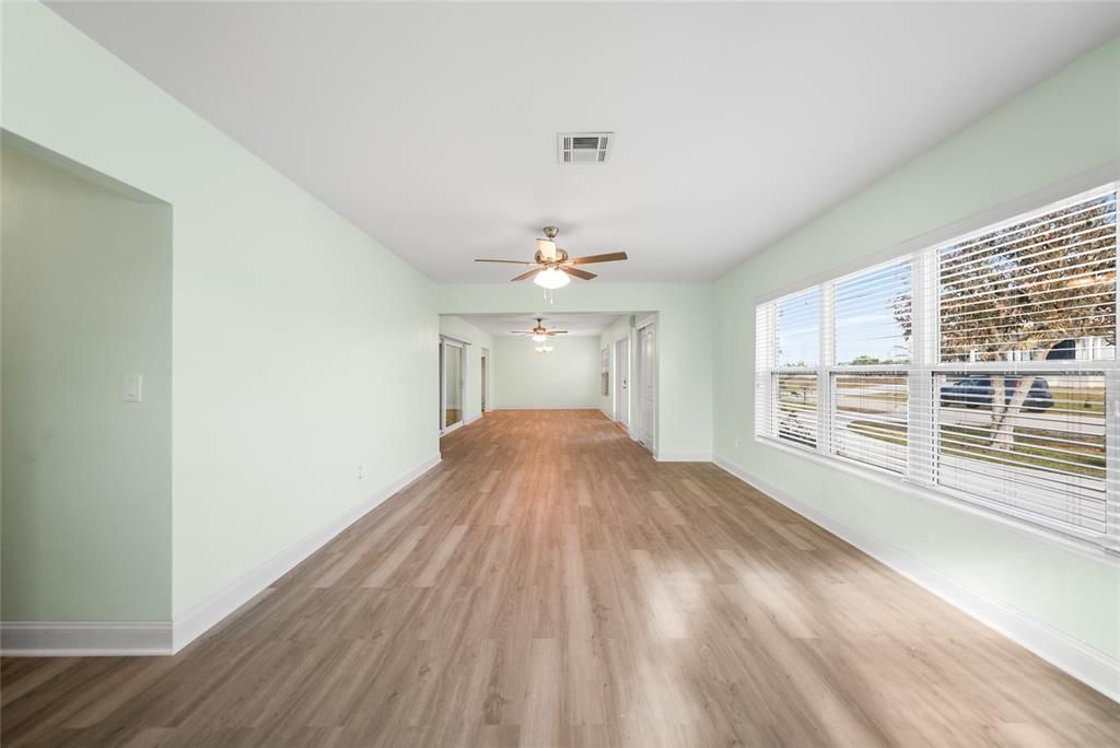 Dining/Living Room, New Lighting, Ceiling Fans, New Windowsills