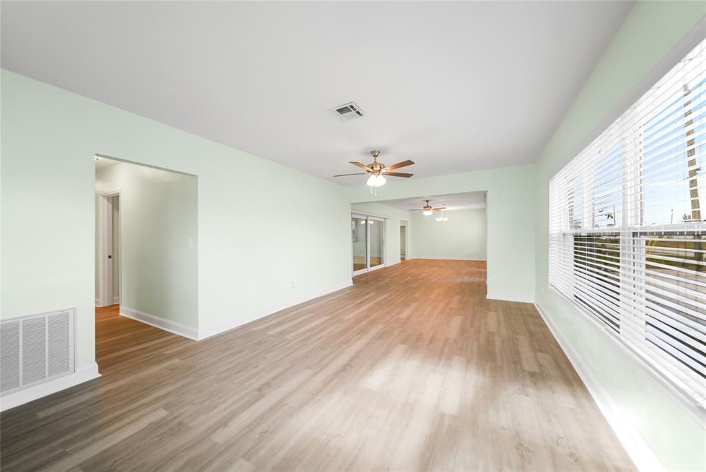 Dining/Living Room, New Lighting, Ceiling Fans, New Windowsills