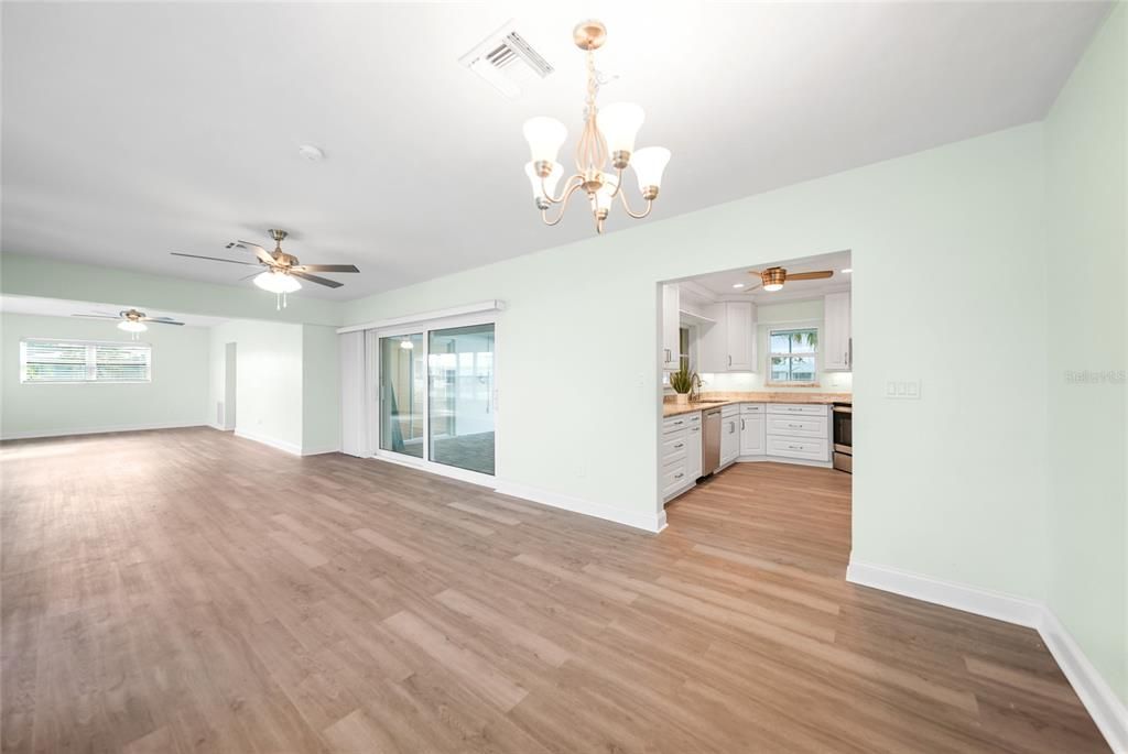 Dining/Living Room, New Lighting, Ceiling Fans, New Windowsills