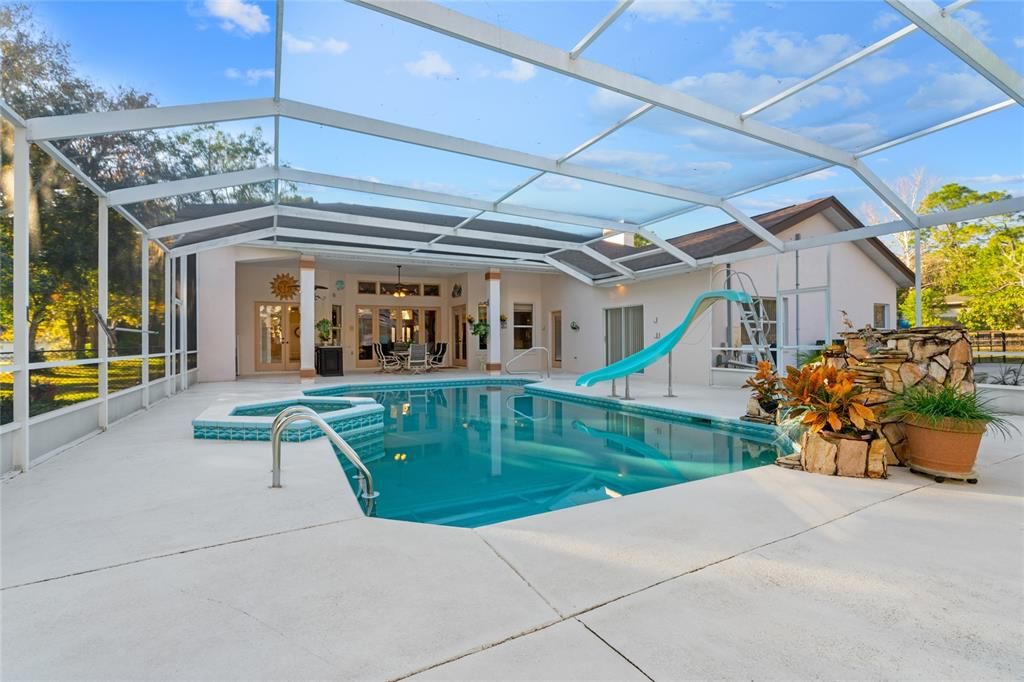 Screened in heated pool