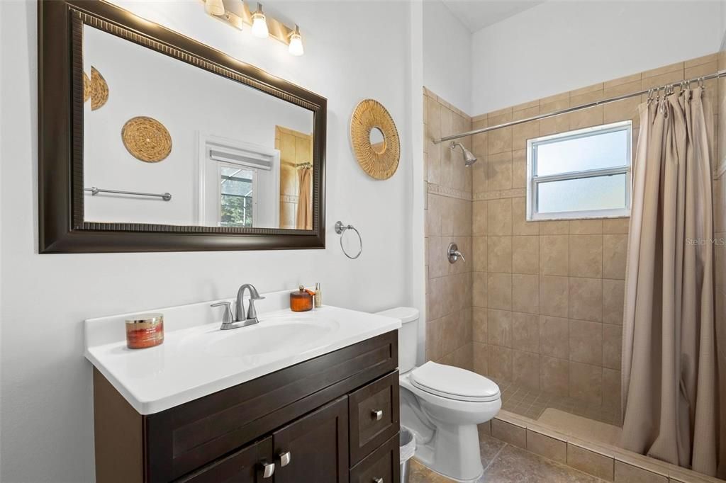 Updated guest bath with step-in shower.