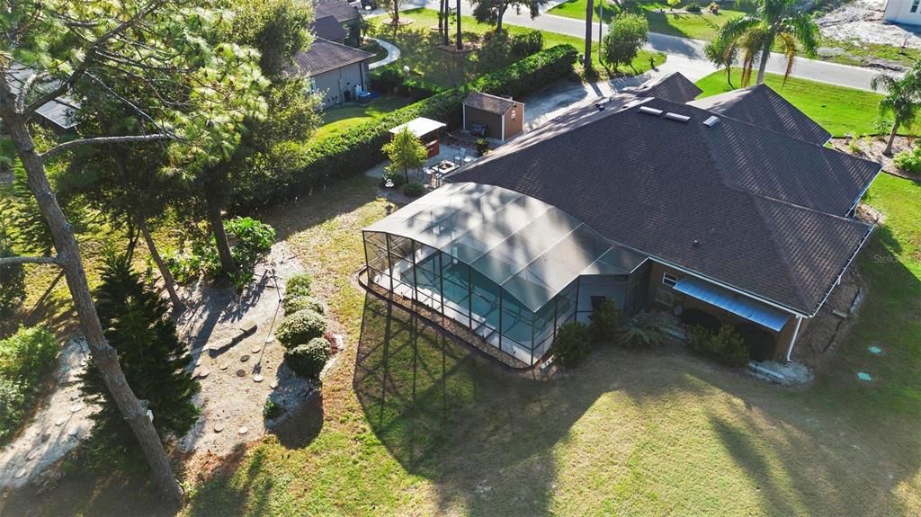 Overhead view of rear of home.