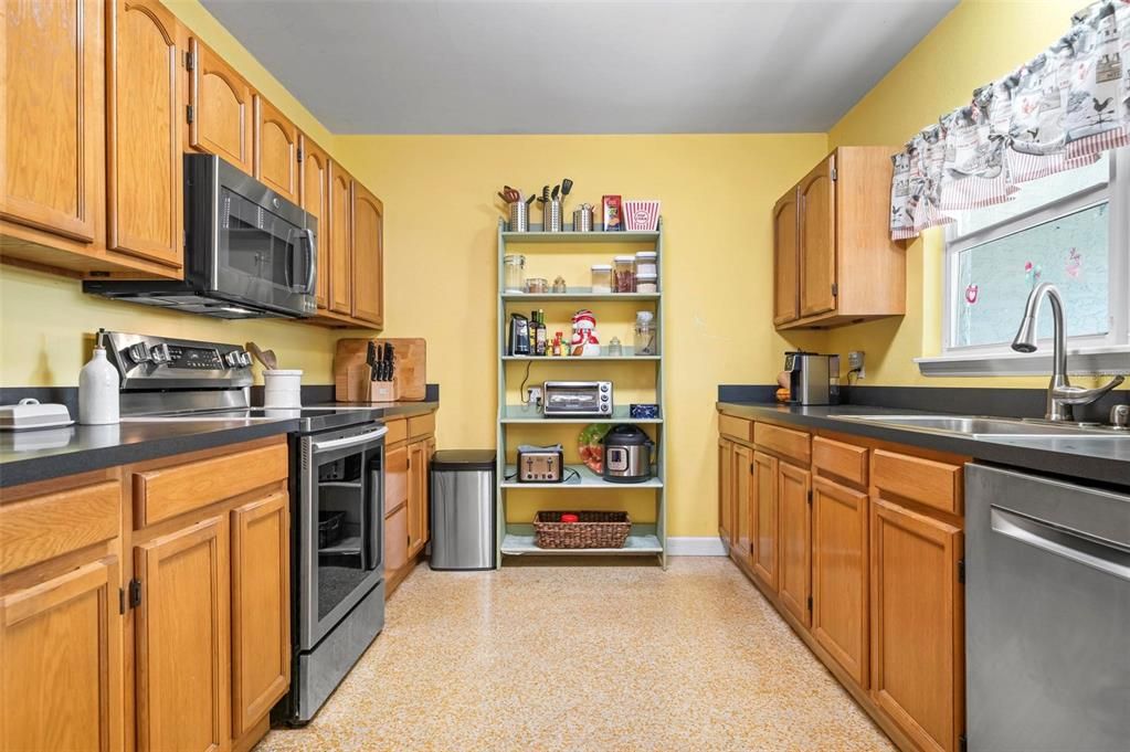 Kitchen with stainless steel appliances