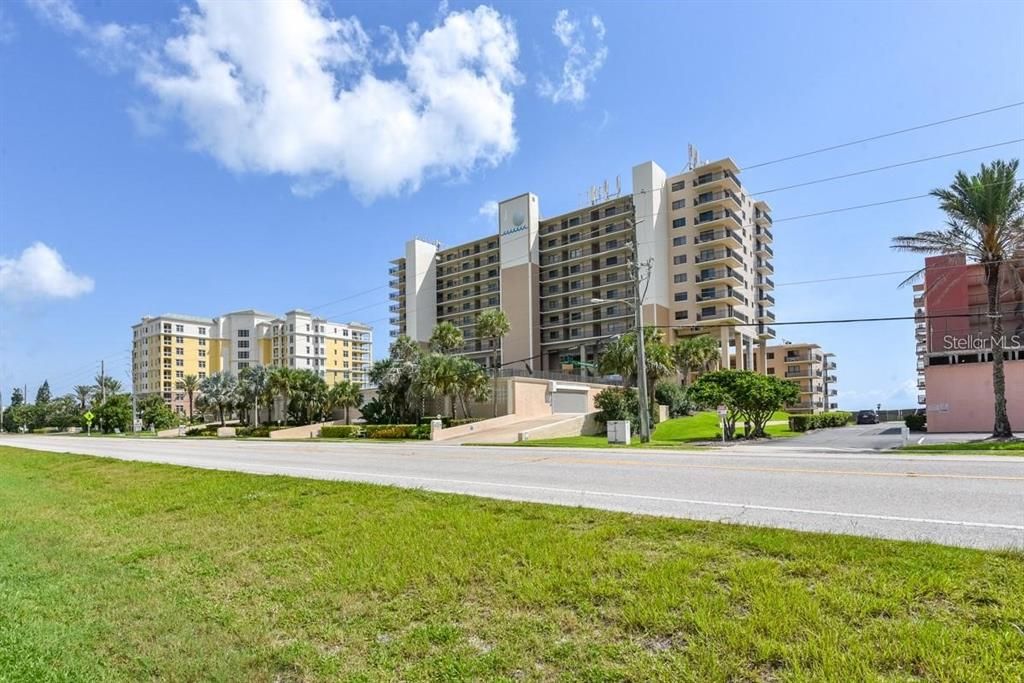 Beachfront condominium complex with a stunning view of the Atlantic Ocean.