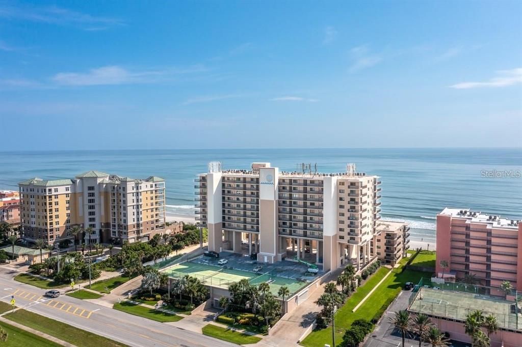 Beachfront condominium complex with a stunning view of the Atlantic Ocean.