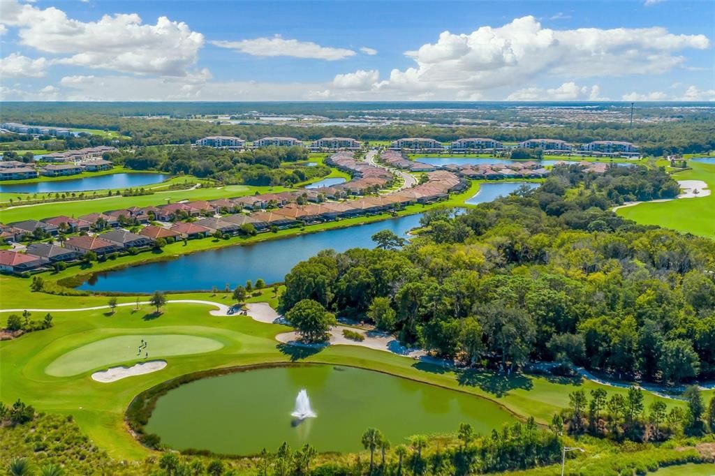 Beautiful lakes, fountains and immaculate course