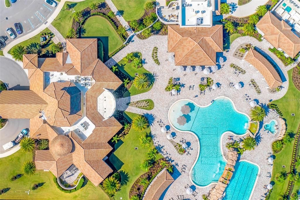 Aerial of Amenities Center, Resort Pool and Club House