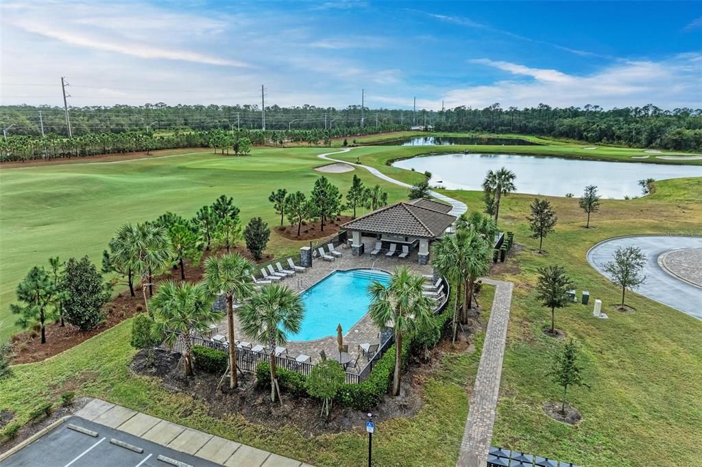 Aerial view of pool just at the end of the street