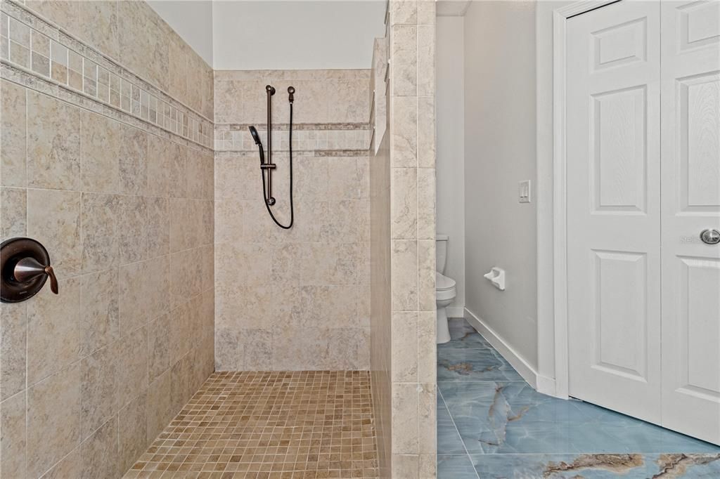 Primary bathroom, huge walk in shower