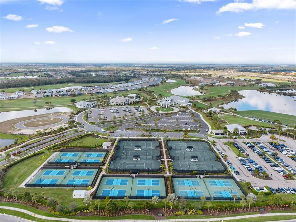 Community features 16 pickleball courts, 6 Har-Tru tennis courts and bocce ball courts