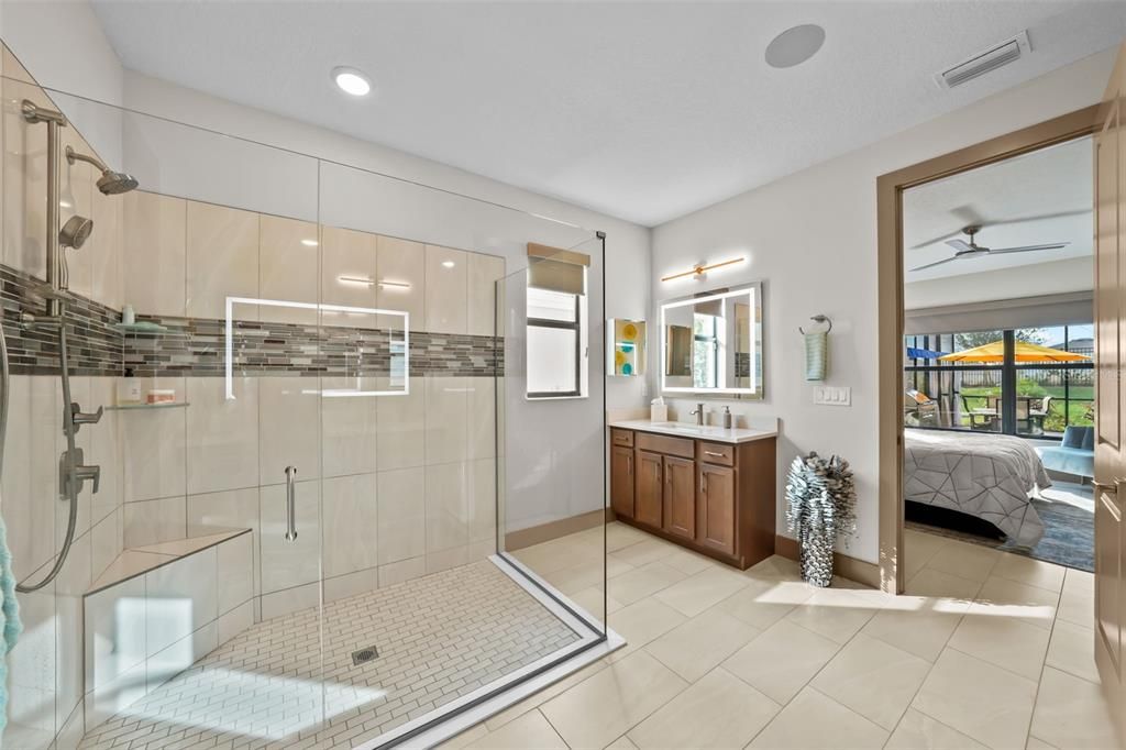 Owner's Bath with Oversized Shower and Double Vanities