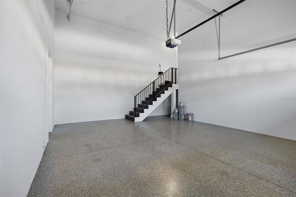 garage with high ceilings