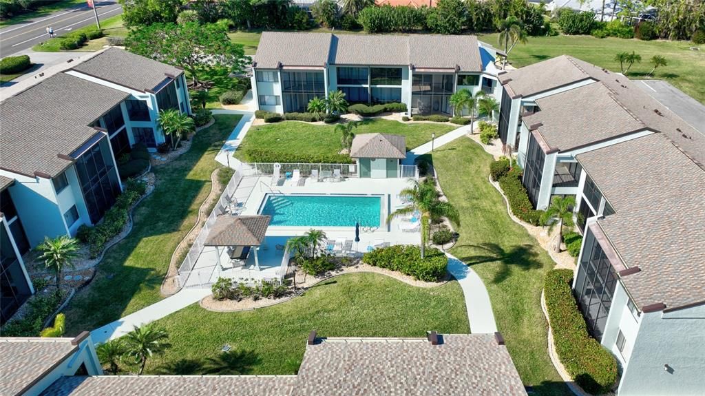 Arial view of courtyard