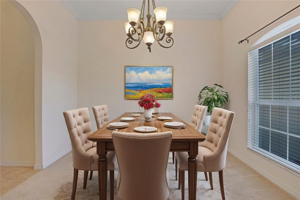 Virtually staged separate dining area