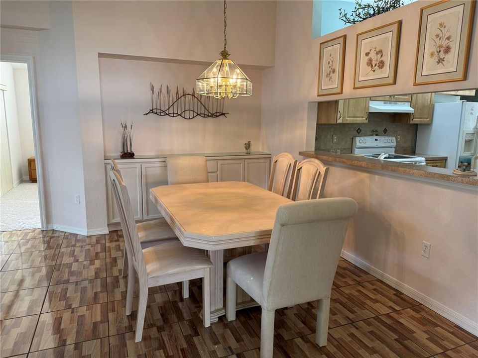 Dining area with built in cabinents