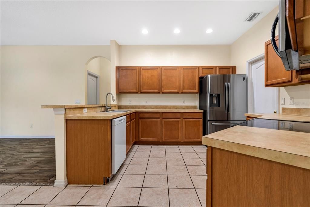 Open Kitchen with Plenty of Cabinet Space