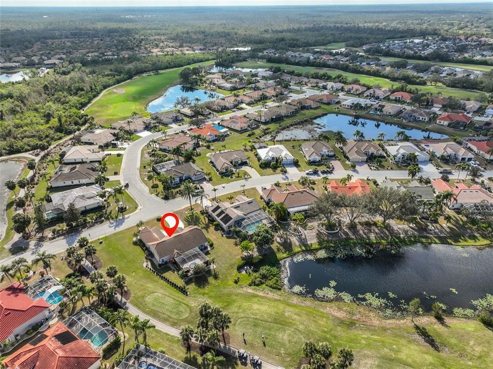 Aerial Renaissance Golf Course & Pond View