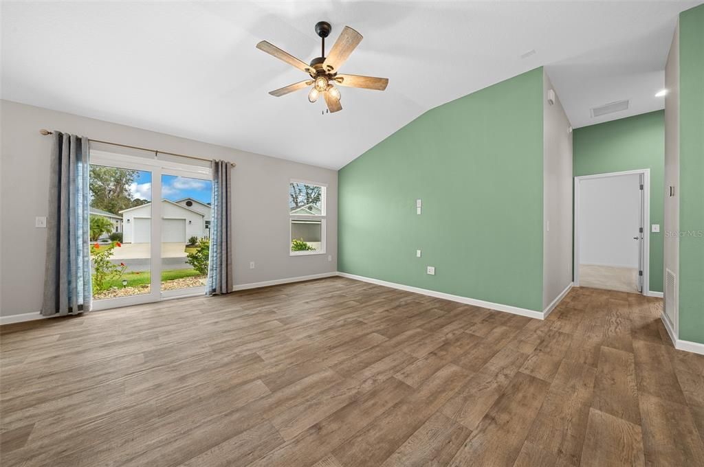 Living Area with sliding glass door.