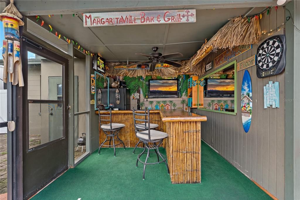 Tiki Bar Poolside with Ceiling Fan