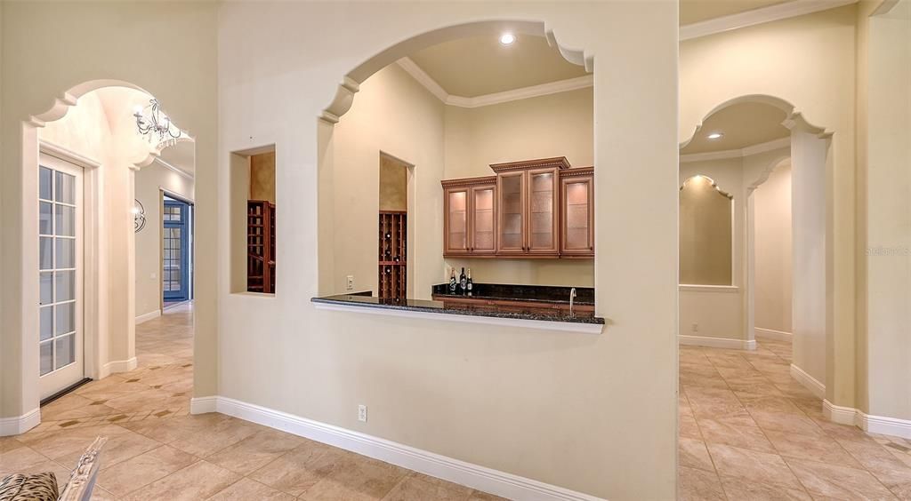 The first Butler pantry measures 6'x8' and leads to the 5'x5' wine cellar