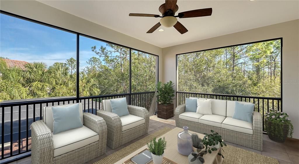 Who wouldn't want to live on the 2nd floor!  Amazing privacy and fantastic views of the oak preserve are all yours!  (The 2nd floor balcony is virtually staged).