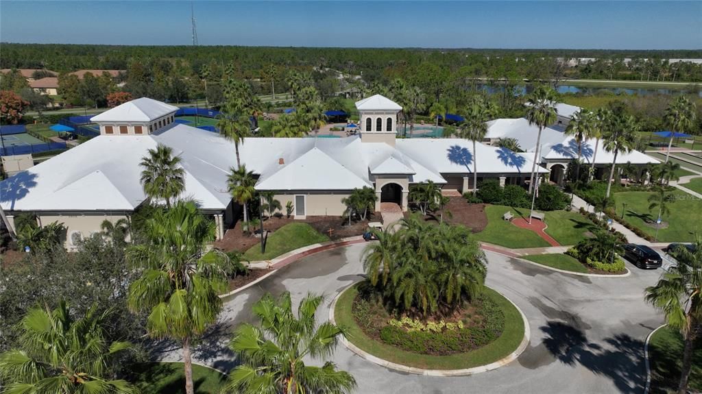 Aerial of clubhouse entry