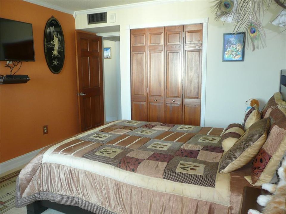 Lovely guest bedroom with ample closet space