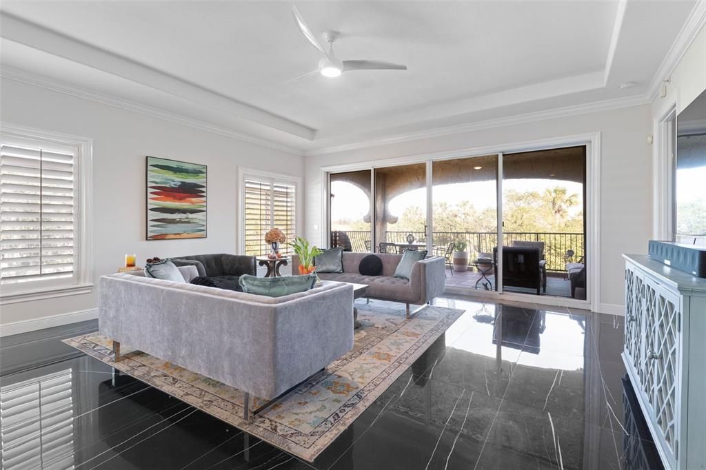 Expansive living room with exquisite porcelain tile