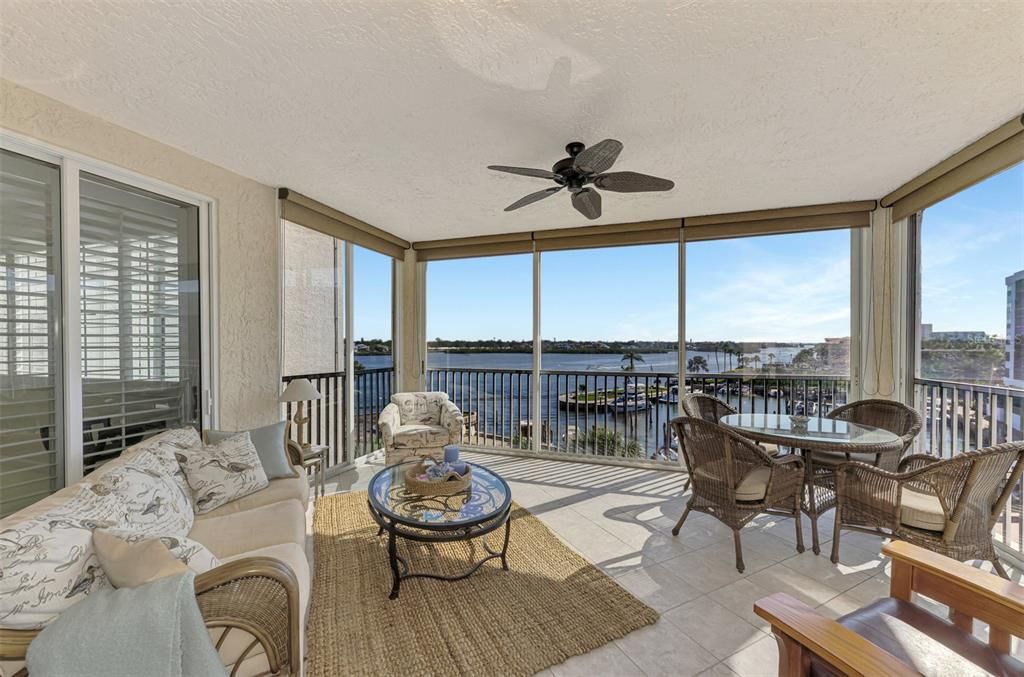 Spectacular waterviews from this 4th floor condo at Dolphin Bay on Siesta Key.