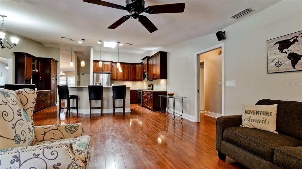 view of kitchen from family room