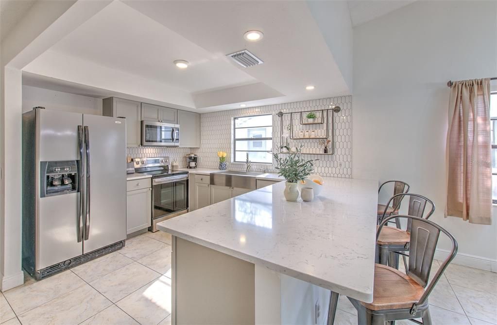 Kitchen with quartz countertops