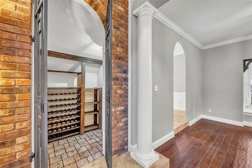 Wine room with iron doors