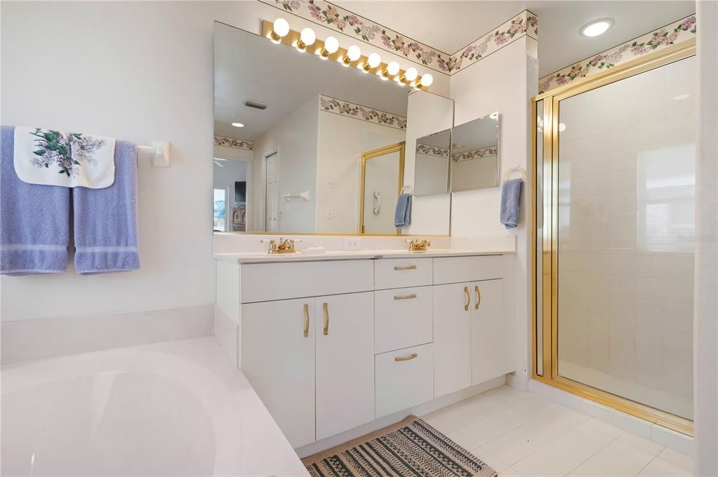 Master bath showing entrance to shower