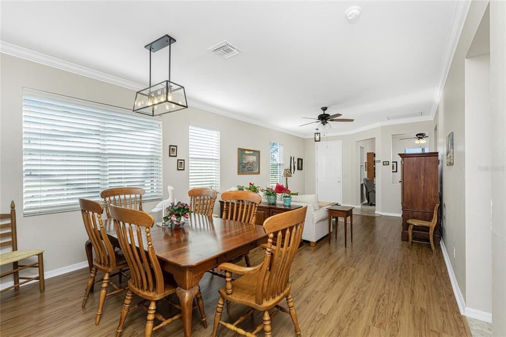 Great room with living area and dining area