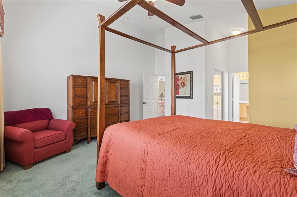 Master bedroom looking into living room