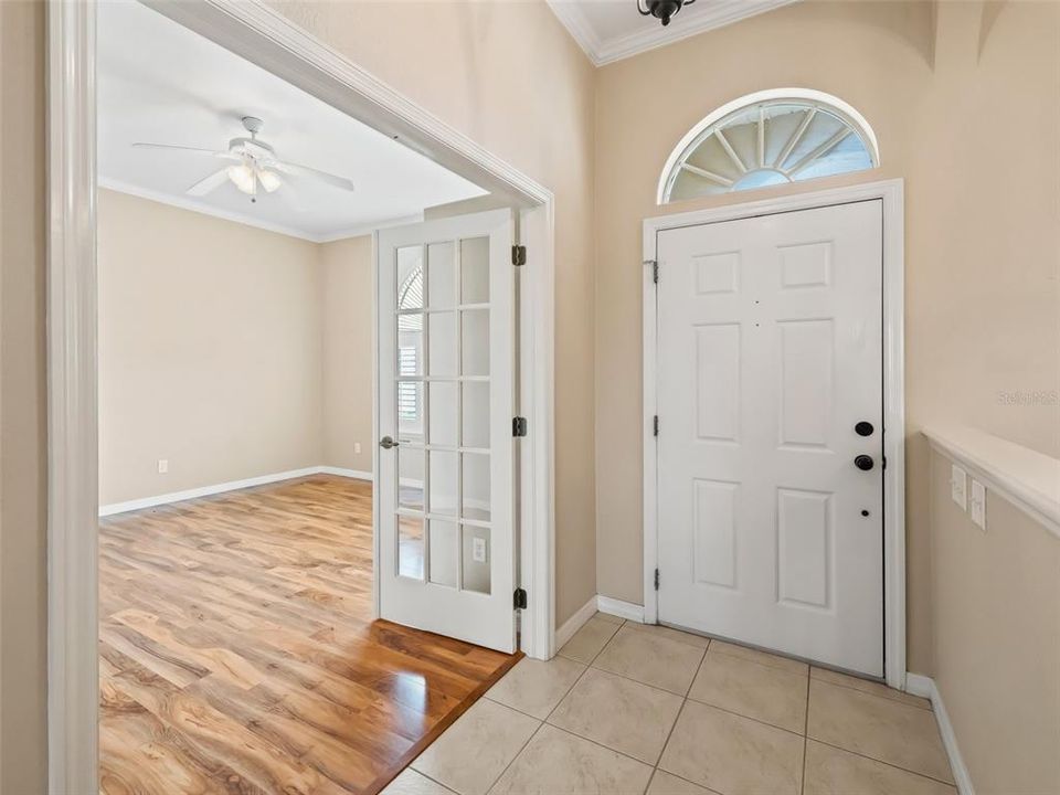 Foyer w/French door access to Flex rm