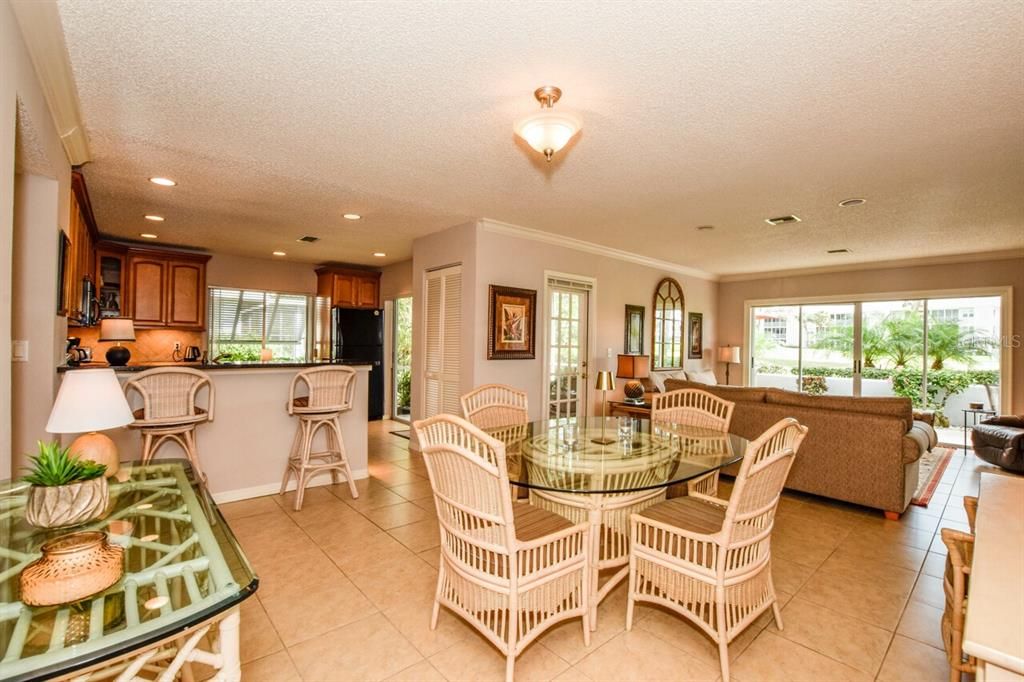 Dining room, kitchen, living room