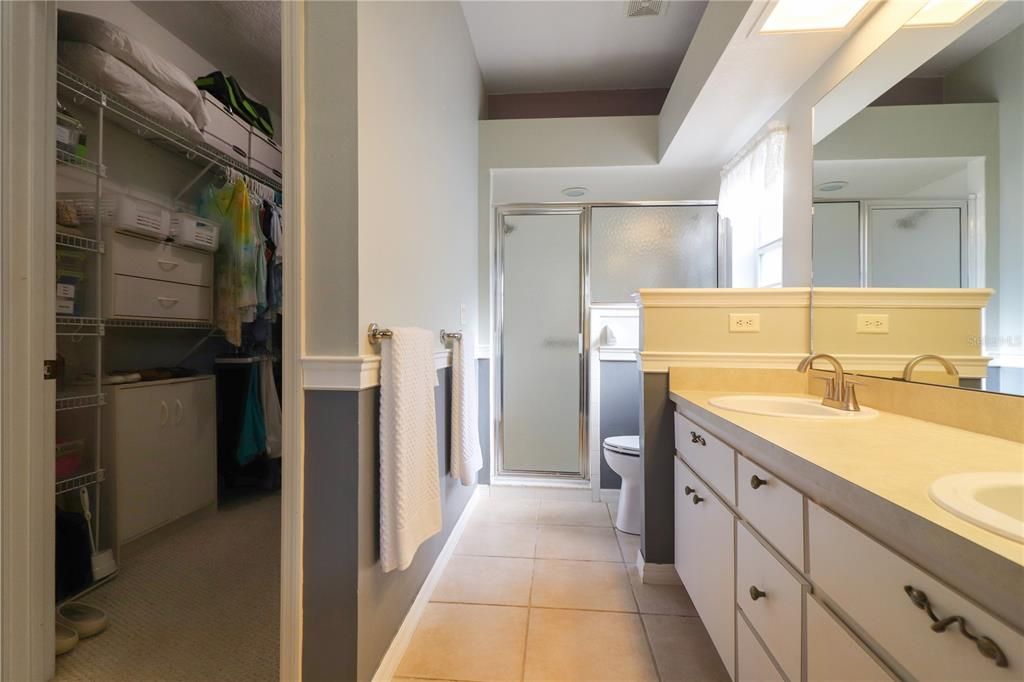 Shower enclosure and dual sink vanity