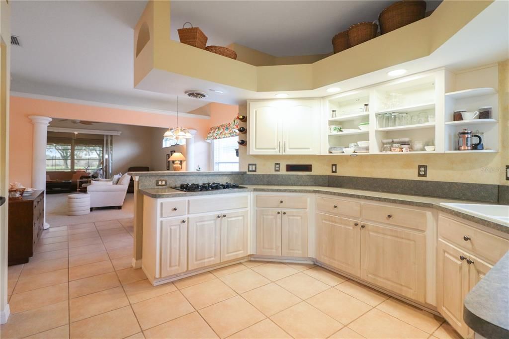 kitchen features a gas cooktop