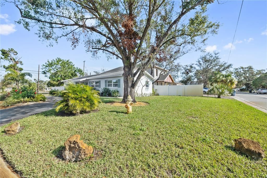 Large corner lot with new vinyl fence