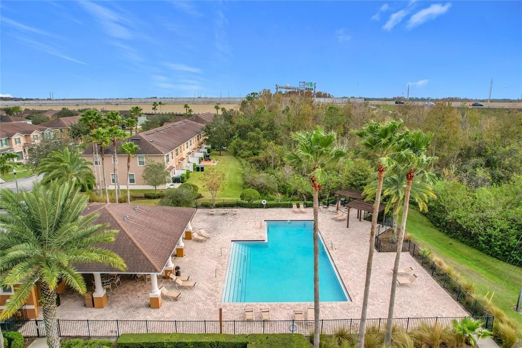 A view of the pool looking toward the east and the Central Florida Greeneway/417.